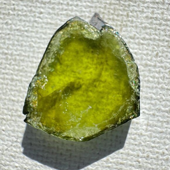 16.8 cts. Green Tourmaline Natural Crystal Slice - Custom Cabochon #11 - Picture 3 of 7